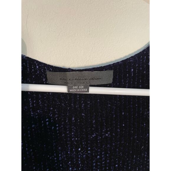 Alexander Wang Navy Blue Velvet Knit Sleeveless Tunic Top‎ One Size - Picture 8 of 9